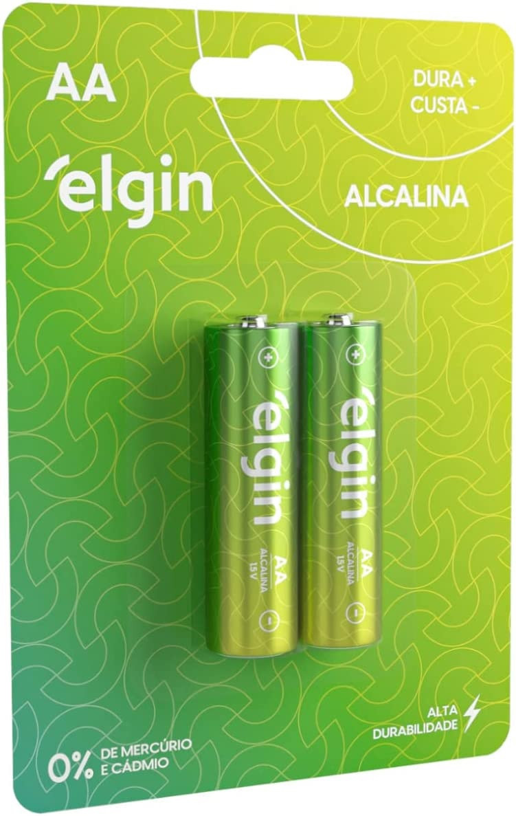 Kit Pilhas Alcalinas com 2X AA Elgin Baterias