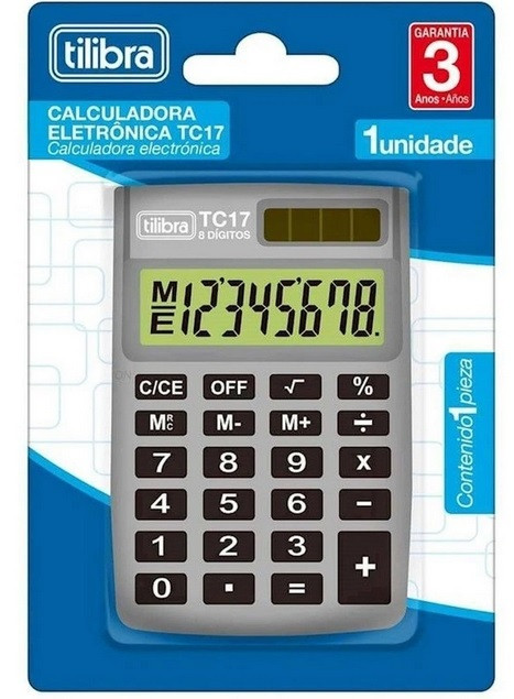 Calculadora De Bolso Cinza TC17 8 Digítos - Tilibra 