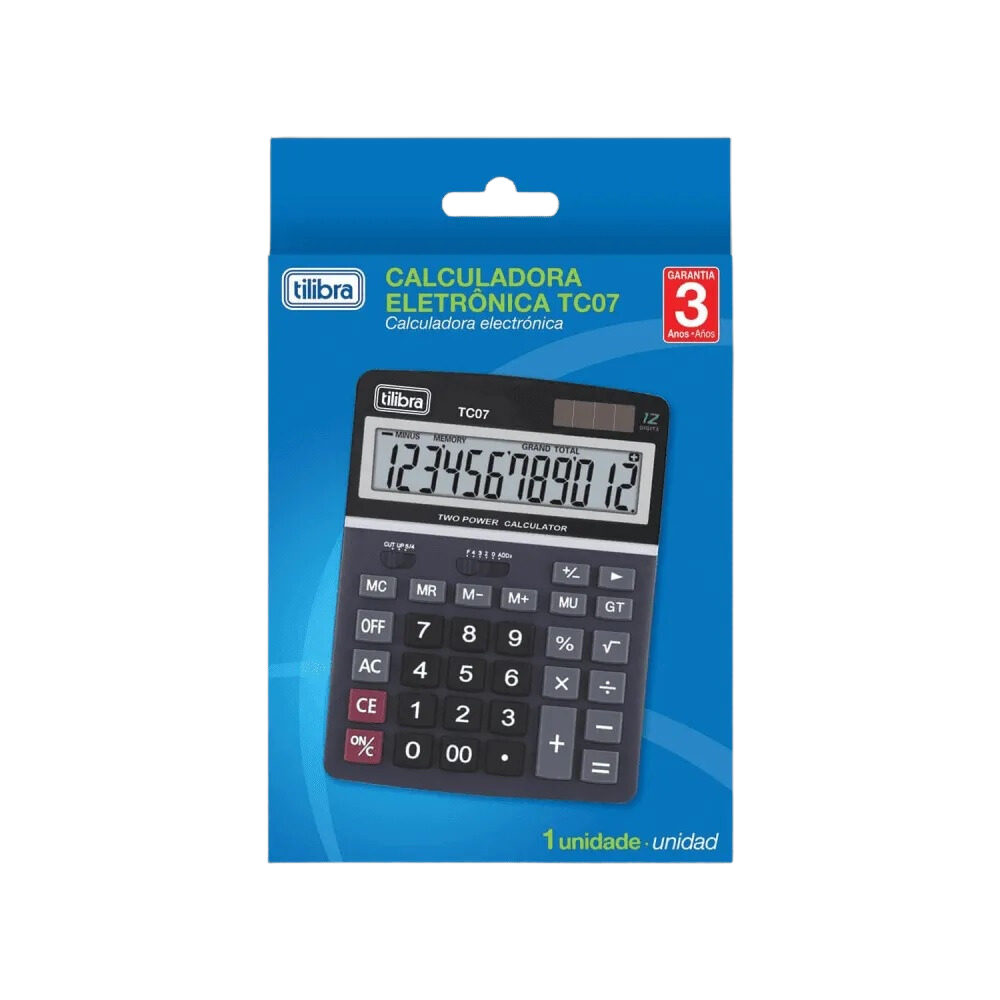 Calculadora Tilibra TC07 Grande Preta 12 Dígitos