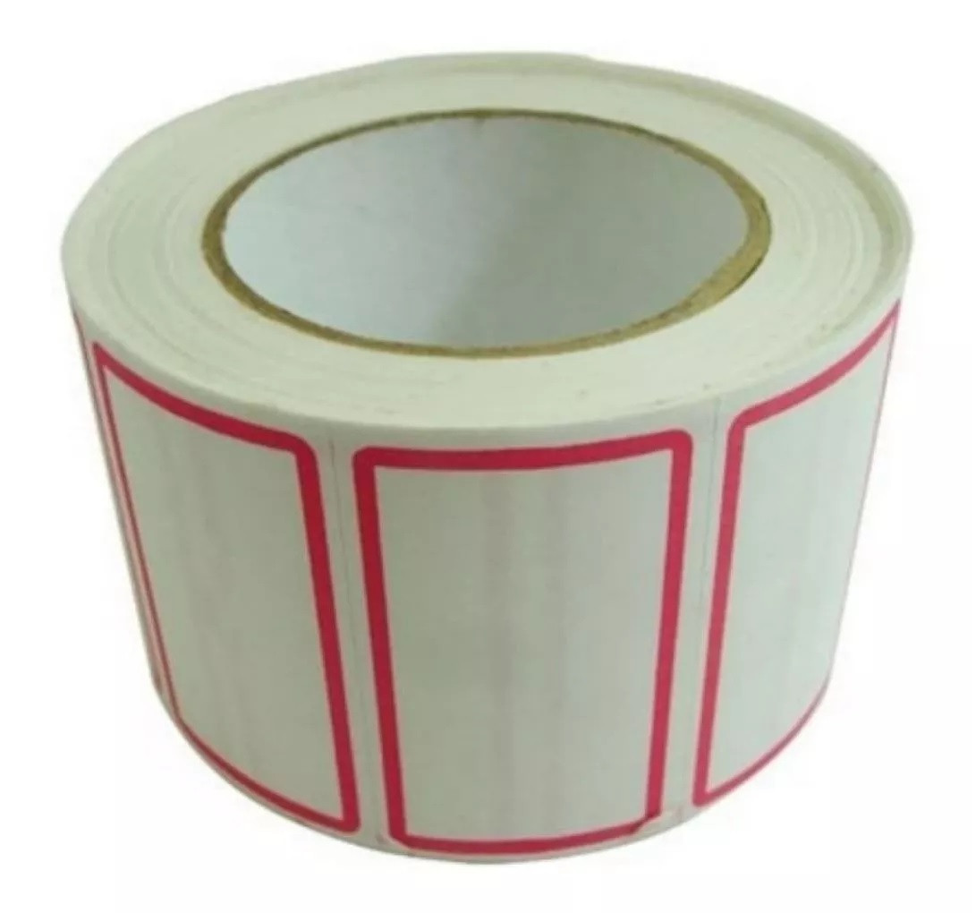 Etiqueta Adesiva de Peço Manual 50x30 com Tarja Vermelha - 1 Rolo