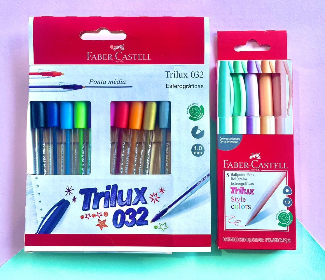 Kit c/15 canetas, trilux Faber Castell e Caneta Style colors trilux