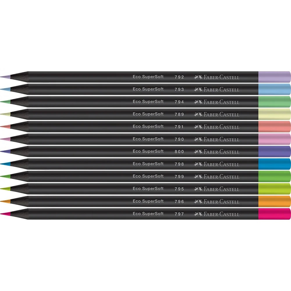 Lápis de Cor EcoLápis SuperSoft 12 Cores Neon/Pastel - Faber Castell
