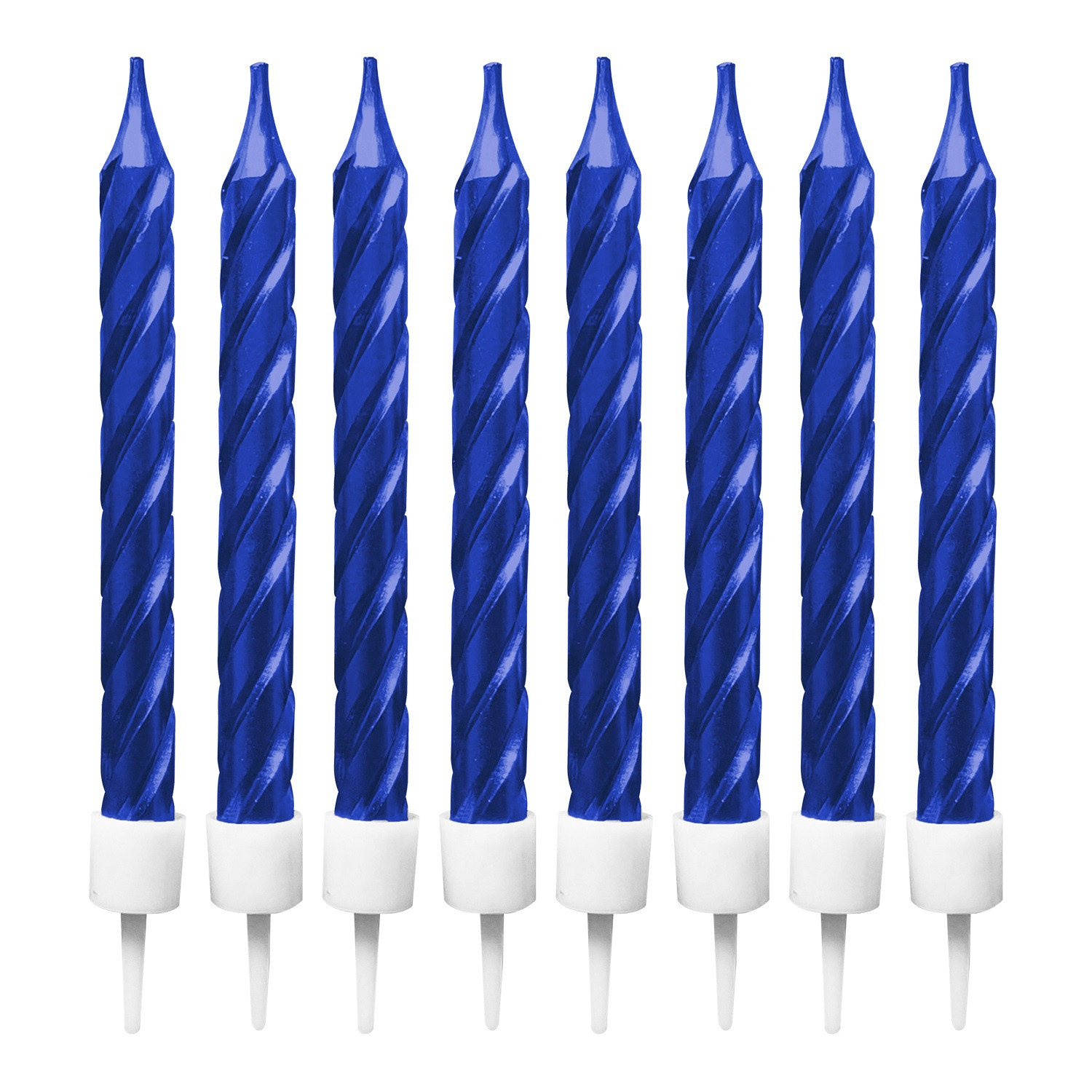 Vela para aniversario espiral metalizado Azul 8CM