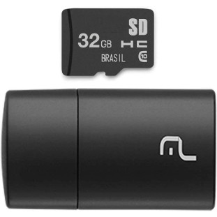 Pen Drive 2 em 1 Leitor USB + Cartão de Memória Classe 10 32GB Preto Multilaser - MC163