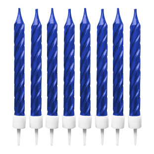 Vela para aniversario espiral metalizado Azul 8CM