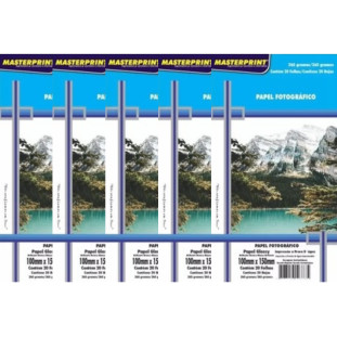 Kit-100-200-300-Folhas-Papel-Fotografico-Glossy-Masterprint-100x150mm-265-gramas-20-folhas-Kits:5-Unidades
