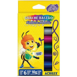 Guache-Em-Bastao-Acrilex-C/6-Cores-Modelos:Metallic