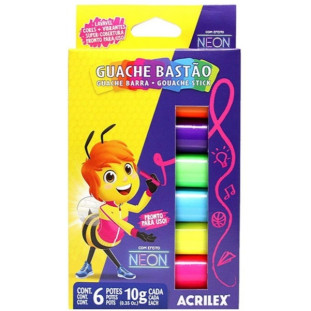 Guache-Em-Bastao-Acrilex-C/6-Cores-Modelos:Neon