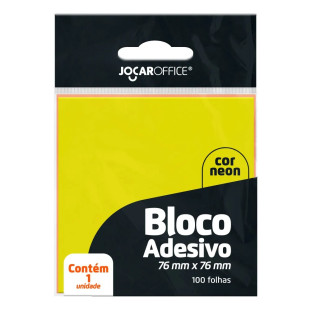 Bloco-Adesivo-Amarelo-Neon-Jocar-76mmx76mm-C/100-Fls