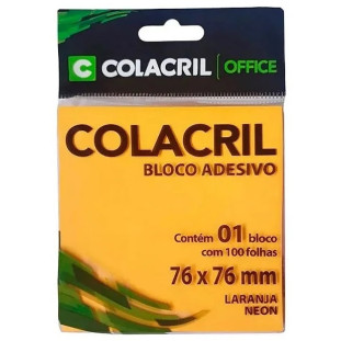 Bloco-Adesiivo-Laranja-Neon-Colacril-76x76mm-C/100-Fls