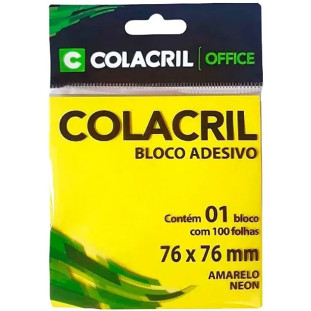 Bloco-Adesivo-Neon-Colacril-Amarelo-76X76MM-100FLS