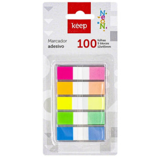 Marca-Pagina-Adesivo-Keep-Neon-5-Cores-12X45MM-100FLS