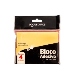 Bloco Adesivo Post It Amarelo 38x50MM C/4 - Jocar Office