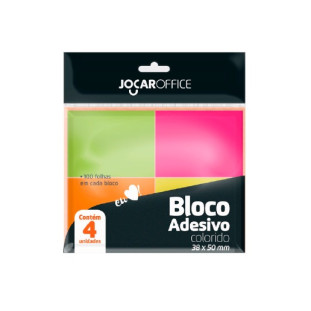 Bloco Adesivo Post It Neon 38x50MM C/4 - Jocar Office 
