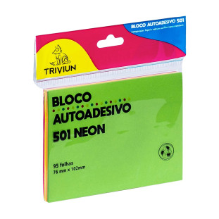 Bloco Adesivo Post It 76x102mm Neon - Triviun