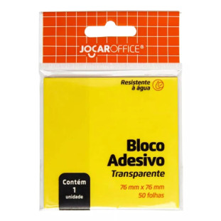 Bloco Adesivo Post It 76x76mm 50 Folhas Transparente Amarelo - Jocar Office