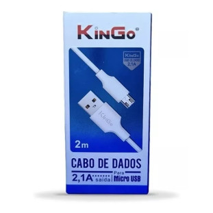 Cabo USB Carregador Kingo Ligtning Para Micro Usb - 2M Branco