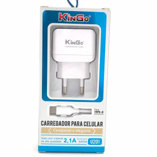 Kit Carregador Micro-USB V8 Kingo 1.2A  - Tipo C