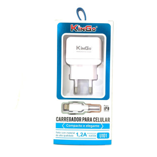 Kit Carregador Micro-USB V8 Kingo 1.2A 5V p/ iP8 - Iphone 