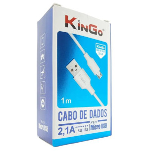Cabo USB Carregador Kingo Ligtning Para Micro Usb - 1M Branco