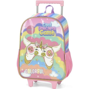 Mochila-Com-Carrinho-Unicornio-Game-Rosa-