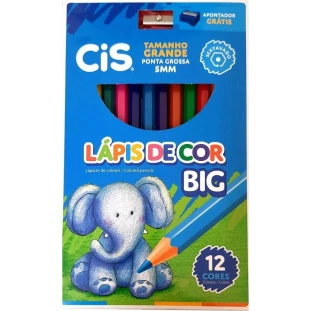 Lapis-de-Cor-Plastic-Big-+-Apontador,-Cis-Sextavado-12-cores