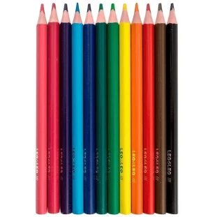 Lapis-De-Cor-Leo&Leo-12-Cores-Com-Pomtador-Jumbo-Plastisco-Triang