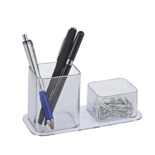 Porta-Caneta/Clips-Duplo-Cristal