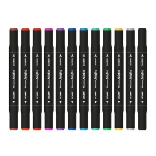 Marcador-Artistico-Dual-Tip-Carbon-Line-12-Cores