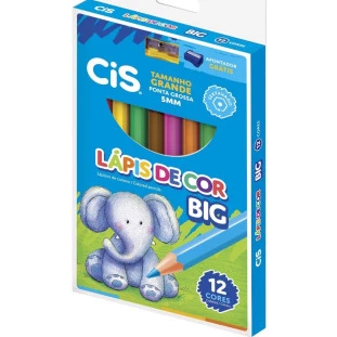 Lapis-de-Cor-Plastic-Big-+-Apontador,-Cis-Sextavado-12-cores