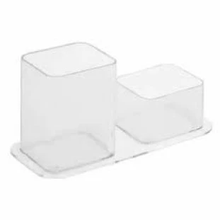 Porta-Caneta/Clips-Duplo-Cristal