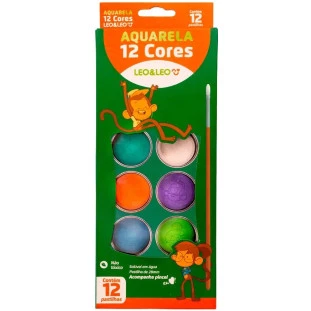 Aquarela-12-Cores-Plus-Pastilha-28MM-Leo&Leo-