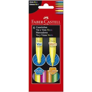 Canetinha-Faber-Castell-Vai-e-Vem-Neon-6-Cores