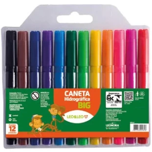 Caneta-Hidrografica-LeoLeo-12-Cores-Big/Jumbo