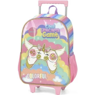 Mochila-Com-Carrinho-Unicornio-Game-Rosa-